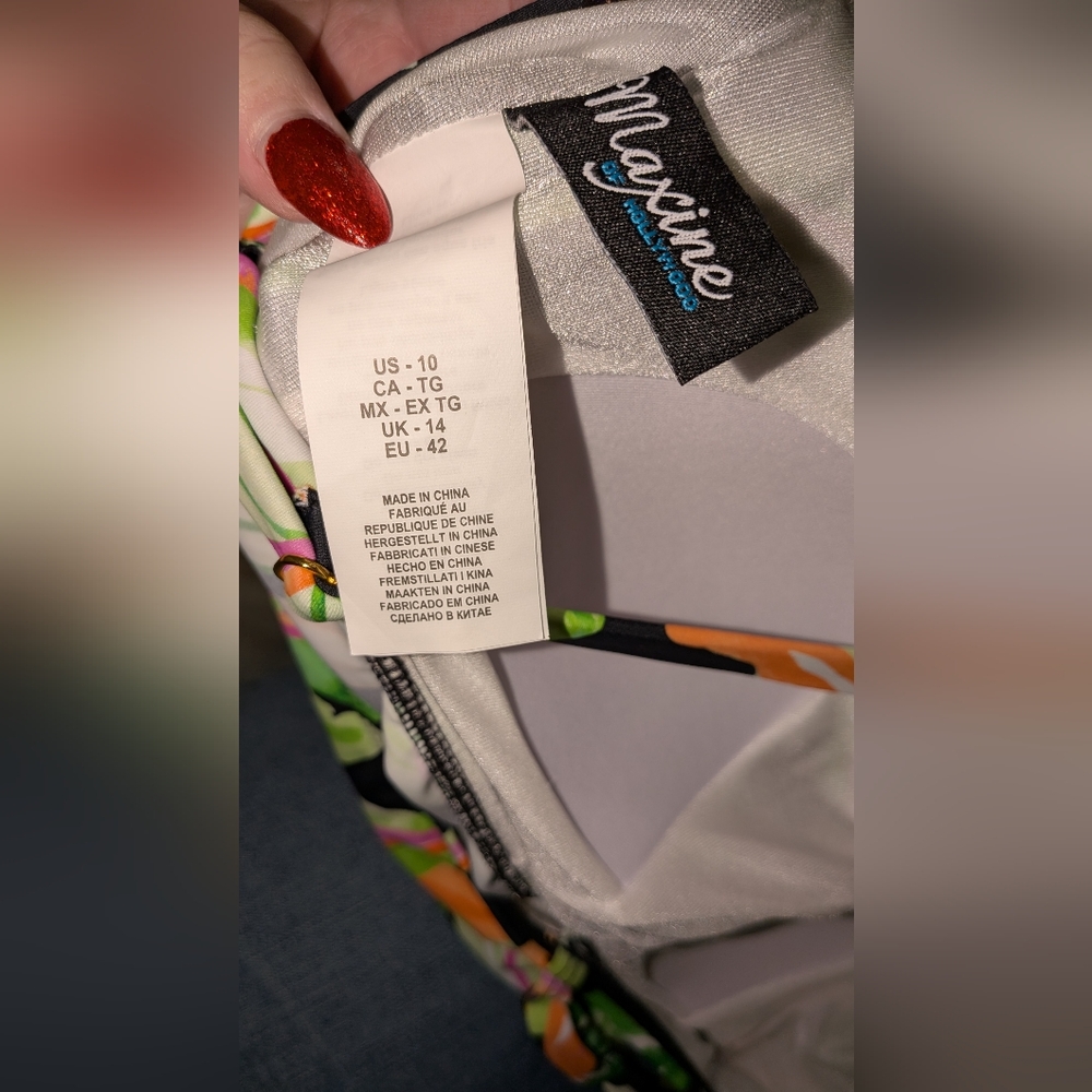 NWT,Maxine Of Hollywood, Rainbow Rainforest,Tiered Tankini Swim Top-Ladies 10/18 - Picture 4 of 7